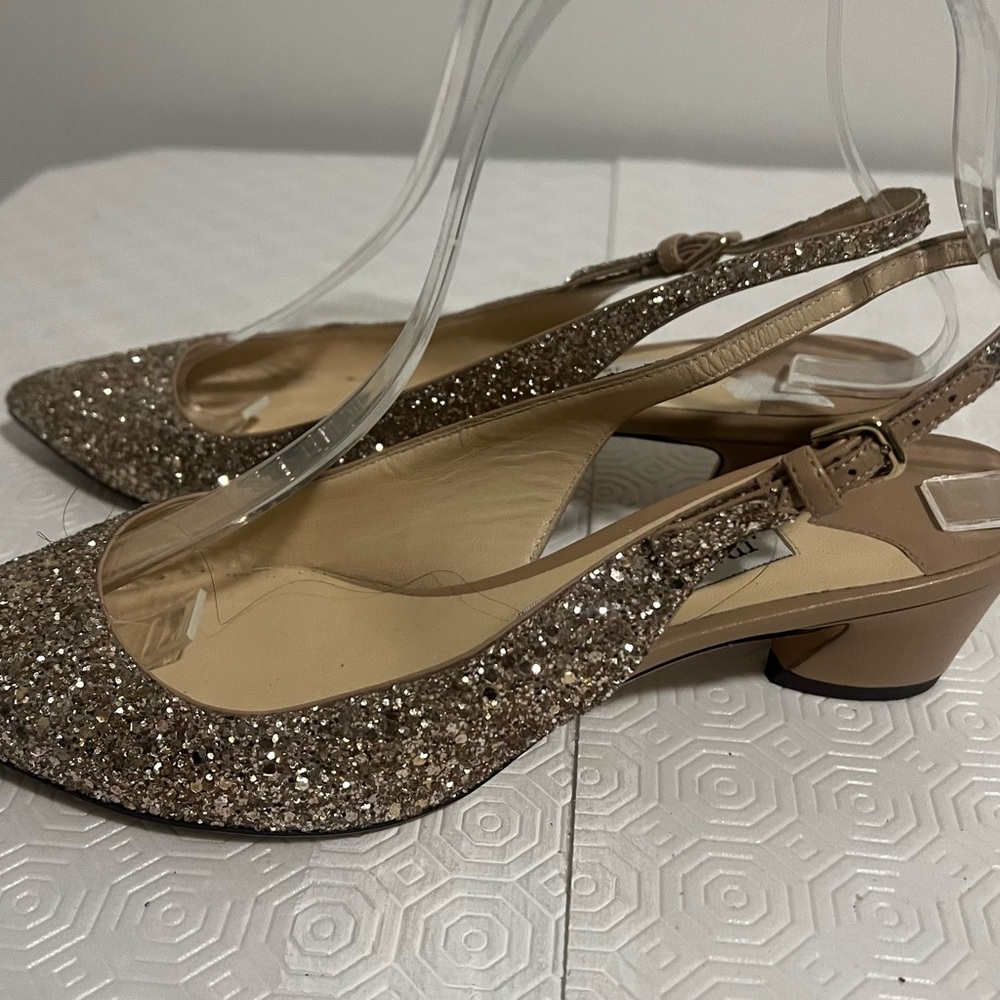 Jimmy Choo Gemma 40 Glitter Slingback pump.